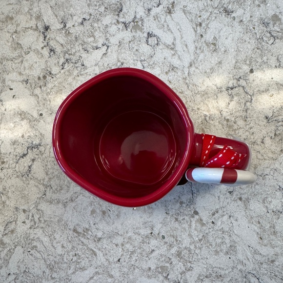 NWT Rae Dunn "Hot Cocoa " Christmas mug red ceramic with candy cane spoon - Picture 7 of 10